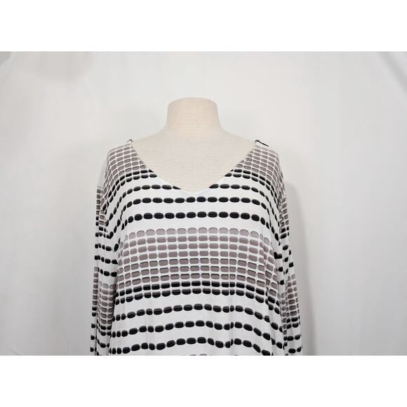 Habitat Clothes to Live In Tunic Top White Colorful Stripe Shirt Misses Size XXL - Picture 2 of 7